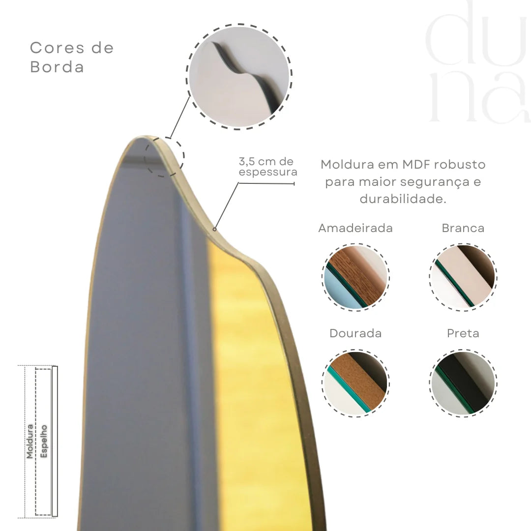 Espelho Orgânico com Estrutura para LED Indireto Aurora Essential Plus