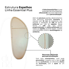 Espelho Orgânico com Estrutura para LED Indireto Aurora Essential Plus