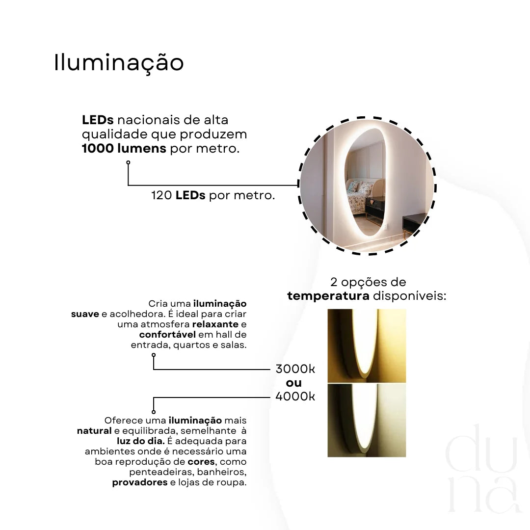 Espelho LED Indireto Orgânico Akira Illuminate